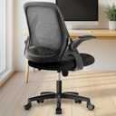 NEO CHAIR Office Desk Gaming Ergonomic Computer Chair with Lumbar Back Support Adjustable Height Swivel Rolling Wheels Flip-up Arms Mesh Chair for Home Vanity (Black)