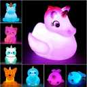 Unicorn Bath Toys Light Up Floating Rubber Toys(8 Packs),Flashing Color Changing Light in Water,Baby Infants Kids Toddler Child Preschool Bathtub Unicorn Bathroom Toy