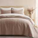 EVERGRACE 100% Cotton Paisley Quilt Set, King Size 3 Piece Set – Prewashed Lightweight Bedspread with 2 Shams, Soft Matelasse Coverlet for All-Season, Dusty Brick (Red Undertones)