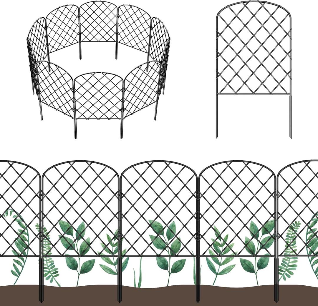 OUSHENG 10 Pack Decorative Garden Fence, Total 10ft(L) x 24in(H) Animal Barrier Border, Rustproof Metal Wire Section Edging Fencing Panel for Outdoor Patio Garden Yard, Arched