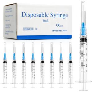100 Pack 3ml Syringes with Needle 23G 1 Inch - Disposable Luer Lock Dispensing Syringe, Individually Wrapped