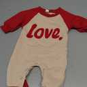 FYBITBO Infant Baby Boy Girl Clothing Bunny Embroidery Jumpsuit Long Sleeve Romper Newborn Easter Outfit One Piece Clothes, 0-3 Months, Red-My First Valentines Baby Outfit