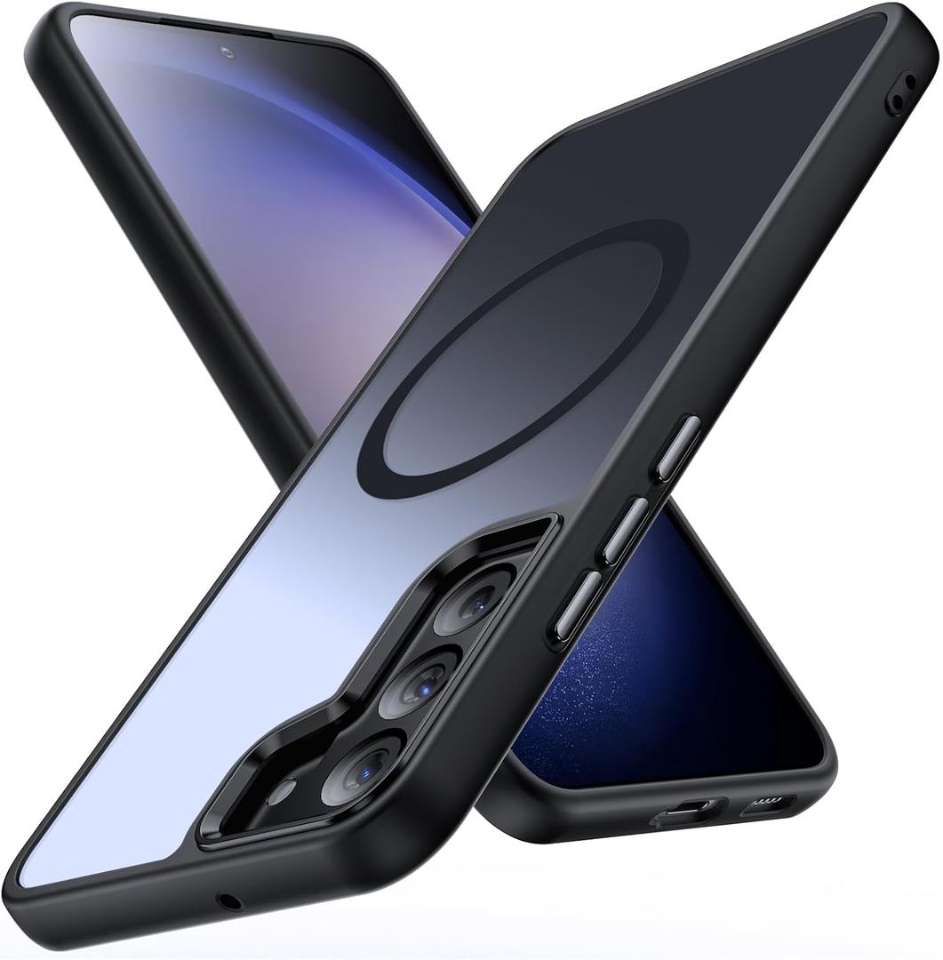 Magnetic for Samsung Galaxy S22 Case,[Compatible with Magnetic],[10 FT Military Grade Drop Protection] Slim Protective Translucent Matte,TPU+PC Luxury Protective Phone Case Black 16-s22-01