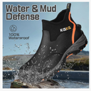 Kalkal Men's Rubber Boots, Waterproof Ankle Rain Boots, Insulated Working Booties with Comfortable Sports Sole, Outdoor Mud Boots for Yard Chore Size 7