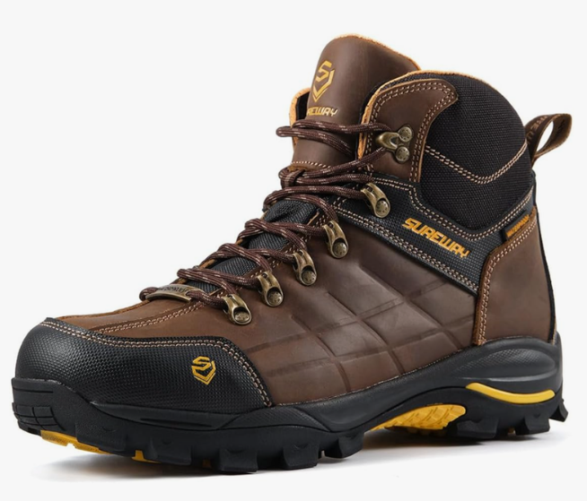SUREWAY Men's 6" Soft/Steel Toe Heavy Duty Waterproof Work Boot,Roofing,Hunting,Leather,Lace Up,EH Construction Industrial Ankle Safety Men Work Boots,Slip Resistant Comfortable Outsole, Size 9