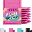 Yens Poly Bubble Mailers Waterproof Self Seal Adhesive Shipping Bags, Cushioning Padded Envelopes for Shipping, Mailing (Hot Pink, 8.5x12-50 PC)