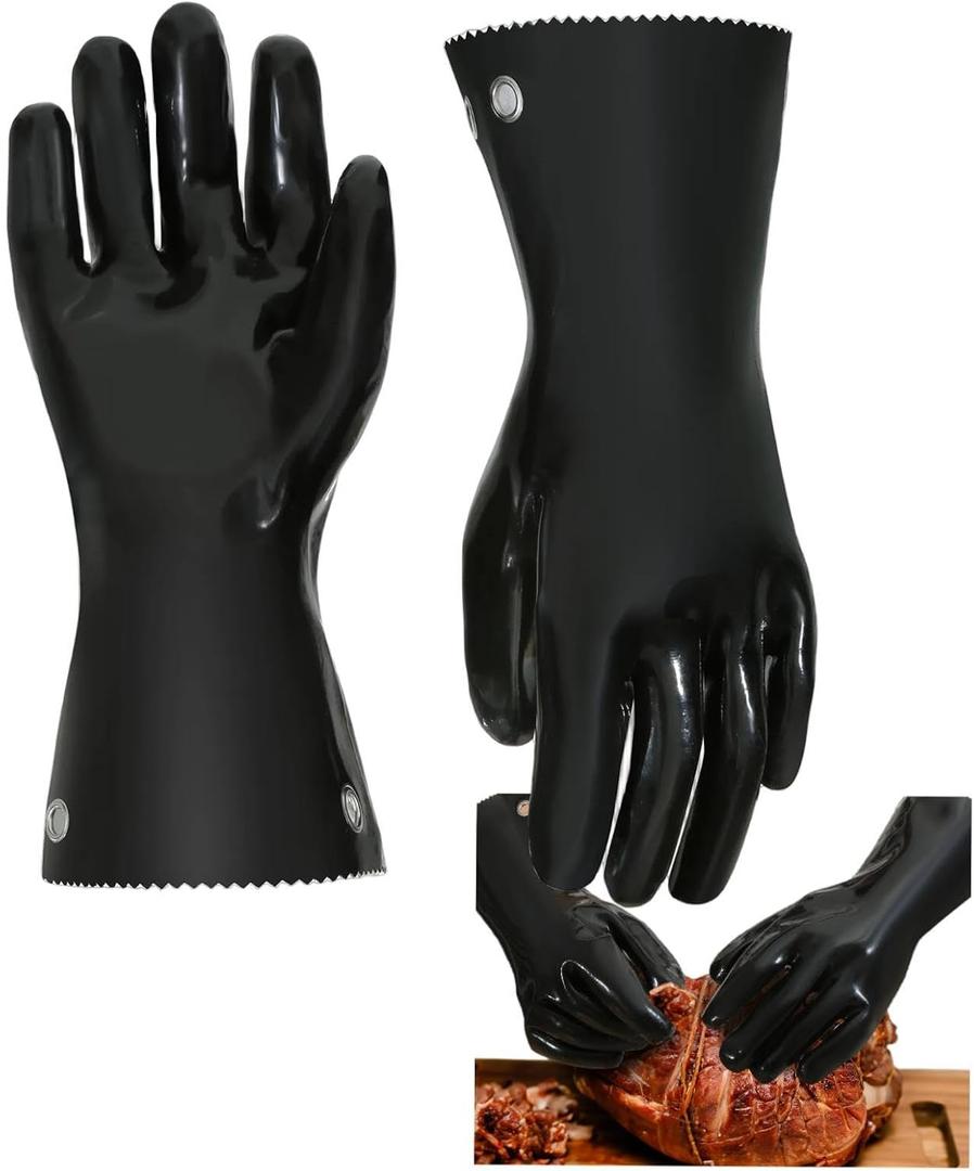 Insulated BBQ Gloves - Heat Resistant, No Stiff for Grill/Cooking/Pit, Grilling & Meat Gloves, Smoker Accessories
