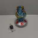 BOLITE Hummingbird Feeder, Hand Blown Glass Hummingbird Feeders for Outdoors Hanging, with Ant Moat and 5 Feeding Ports, 22 Ounces, Blue, Birthday Gifts for Women Men, Gifts for Mom Dad