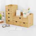 Wisuce Bamboo Desk Drawer Organizer, Desktop Organizer with Drawers Tabletop Storage Organization Box for Office Home Toiletries Supplies Vanity, No Assembly Required(2 Drawers)