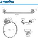 4-Piece Bathroom Hardware Accessories Kit, Zynuhmo Brushed Nickel Towel Bar Set Wall Mounted with 20'' Towel Bar, Towel Ring & Toilet Paper Holder, Robe Hook Set Fixtures for Modern Farmhouse Bathroom