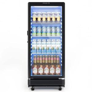 21.3 in. Single Zone 220-Cans Freestanding/Built-in Beverage Refrigerator Cooler in Black with LED Light, See-Thru Door