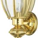 Livex Lighting 2112-02 Outdoor Wall Lantern with Clear Beveled Glass Shades, Polished Brass, 7"W x 25.25"H