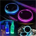 2PCS LED Car Cup Holder Lights, Light up Car Coasters for Cup Holders 7 Color-Changing Light Up Cup Holder Insert Coasters, Waterproof Car Accessories for Teens, Car Gifts for Men & Women