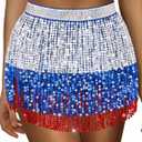 qikqik Sequin Skirt for Women Sparkly Skirt Tassel Skirts Halloween Sequin Fringe Skirts Belly Dance Glitter Rave Outfit Wrap