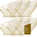 bUCLA 12 Pack Gold Glitter Plastic Serving Bowls - 20 OZ Disposable Snack, Fruit, Chip, Candy Angled Serving Bowls for Party & Thanksgiving