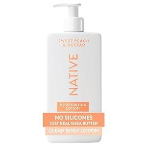 Native Body Lotion, Sweet Peach & Nectar, 48-Hour Hydration for Dry & Sensitive Skin, Made with Plant-Based Moisturizers like Shea Butter, Silicone & Paraben Free, 16.5 fl oz