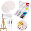 Magic 3D Foam Texture Painting Kit,Magic Puffy Paint,3D Drawing Canvas Sponge,DIY Bubble Drawing Pens Art Supplies,10Pcs Puffy Paint Paper (Round)