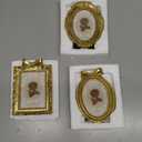 Vicenpal 3 Pcs Tiny Picture Ornate Frames Small Vintage Oval Picture Frames Gold Vintage Baroque Ornate Antique Resin Frame Table Top Display Frame for Home Wedding Decor (2.5 x 3.5 Inch,Gold)