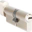 Cylinder Lock 90mm(40/10/40) Euro Profile Cylinder with 5 Keys (dimple), Single Open, Solid Brass, Anti-Rust Corrosion Resistant Anti-Theft (Satin Nickle)