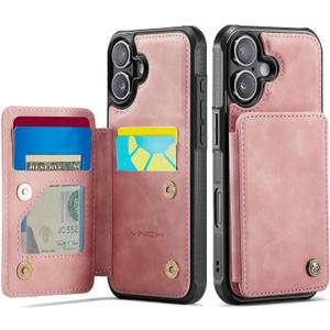 Vinich for iPhone 17 Wallet Case with Card Holder, RFID Blocking Credit Slots Kickstand Shockproof Phone Cover Fit for iPhone 17 6.3" Rose Pink