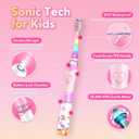 Kids Electric Toothbrush Toddler Toothbrush Age 2-4-8-12 Electric Toothbrush Kids with Timer Rainbow LED Light Up Vibrating Toothbrush Battery Operated Childrens Girls Sonic Tooth Brush (Pink Unicorn)