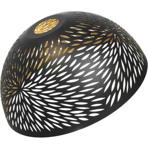 Metal Dome Lamp Shade, Laser Chrysanthemum Lampshade,Medium Wall Lampshade for pendant light shade,clip on lamp shade Modern Lighting Decor,10" Diameter x 4.72" Height, Black Outside and Gold Inner
