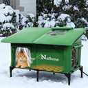 Heated Cat House for Outside Winter, Extra Large Size Insulated Weatherproof Outdoor Elevated Cat House, Cat Shelter with Heating Pad & Escape Door for Feral Stray Barn Cats Kitty (36.4"x17.3"x23.6")