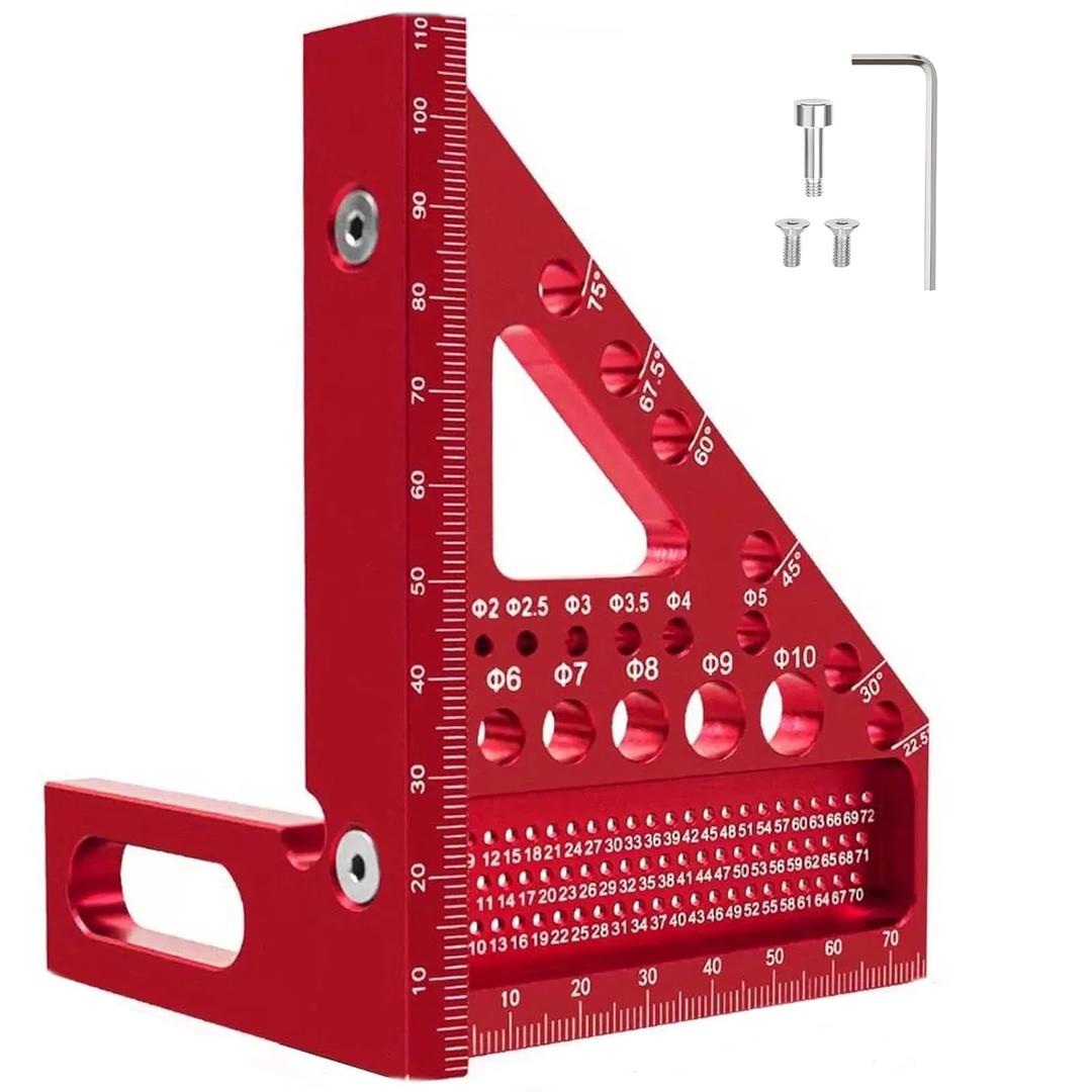 3D Multi-Angle Measuring Square Ruler, Aluminium Alloy 45/90 Miter Triangle Ruler for Accurate Woodworking & Construction
