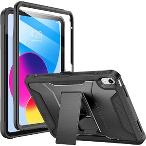 Soke Case for iPad (A16) 11th Generation 11-inch 2025, iPad 10th Generation 10.9-inch 2022, with Built-in Screen Protector and Kickstand, Rugged Full Body Protective Cover - Black