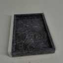 Black Marble Tray, Stone Bathroom Tray, Decorative Holder for Tissrue, Candle, Soap, Towel, Plant (Black - 12 x 8)