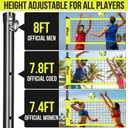 Portable Outdoor Volleyball Net Set,32FT Regulation Size Volleyballs Net System with Height Adjustable Poles,PU Volleyball,Pump,Boundary Line,Anti-Sagging and Carry Bag for Backyard,Beach,Lawn