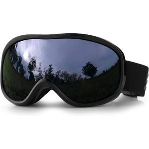 SPOSUNE Ski Goggles Over Glasses with Dual lens, Anti-fog Anti-UV Snow Goggle for Men Women Youth Skiing Snowmobile (Black Frame + Gray Lens Vlt 5%)