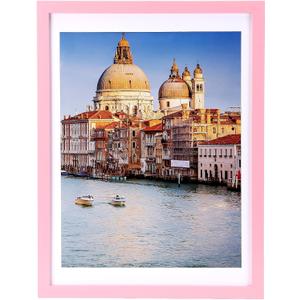 wyooxoo 12x16 Picture Frame Light pink Made of Solid Wood Photo Frames Display Pictures 11x14 with Mat or 12x16 Without Mat Colorful Frame For Tabletop Display or Wall