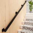 10FT Handrails for Indoor Stairs, Metal Railing for Stairs Hallway Corridor, Wall-Mounted 500lb Capacity, 3 Sections