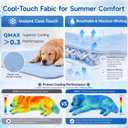 PatiencET Large Dog Cooling Mat, 32 x 44 in No-Gel Cooling Pad for Dogs, Cool Touch Nylon Pet Mat, Washable Dog Mat for Crate, Kennel, Bed, Floor, Sofa, Car, Blue