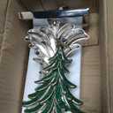 G GOOD GAIN Christmas Stocking Holders for Mantle - Set of 2 Christmas Tree Weighted Stocking Hangers with Non-Slip Base Silver Sturdy Metal Hooks for Fireplace Shelf Counter Holiday Decorations