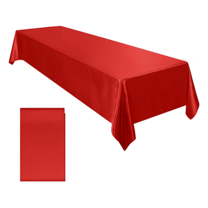 Ruisita Satin Party Tablecloth Table Cover 58 x 102 Inches Wedding Rectangle Bright Silk Cover Smooth Fabric Tablecloth Table Decor for Wedding Banquet Table Decoration, Red
