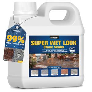 Super Wet Look Stone Sealer 32oz/946ML [2025 Upgarde]Durable & Long-Lasting Protection, High Gloss Finish for Patios, Driveways, Pavers, Interior & Exterior Color Enhancement & Easy Maintenance