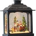 Eldnacele Musical Snow Globe Lantern with Timer, Lighted USB/Battery Operated Swirling Singing Water Glittering Lantern, Snow Globes for Adults and Kids Christmas Decoration- Carolers (2-carolers Black)
