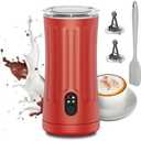 Ovetedot Milk Frother, Upgraded 4-in-1 Milk Frother and Steamer, Hot and Cold Foam Maker and Milk Warmer with Temperature Control & Auto Shut-Off, Frother for Coffee, Latte, Cappuccino, Matcha(Red)