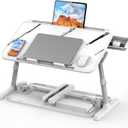 HETTHI Laptop Bed Tray Table, Adjustable Sturdy Laptop Stand for Bed with Premium Materials, Folding Portable Lap Desk with Drawer for Writing Working Reading Eating Couch Floor (Marble, 22.04"12.2")
