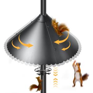Metal Squirrel Baffle for Bird Feeder Pole, 19-Inch Chew Proof Guard with Spring Motion, Heavy Duty Pole Mount Squirrel Proof Baffle for Outdoor Garden Yard, Fits 0.5-1 Inch Poles, Protects Bird Food