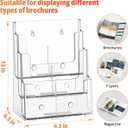 FUCDTEFC 2 Pack Acrylic Brochure Holder 8.5x11 & 4 x9 Inches Universal, Clear 3 Tier Magazine Stand Brochure Display Stand w Removable Divider, Literature Flyer Holder for Wall Mount or Countertop