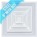 Fits 24x24 Steel T-Bar Drop Ceiling Grid | 2x2 Feet Lay in Steel Air Supply Diffuser with Round 8" [Neck Size] by Handua | 3 Cone | Drop Celing Vent | White | Outer Dimension: 23-3/4" x 23-3/4"