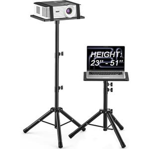 GLEAM Projector Stand Tripod from 23" to 51", Laptop Tripod Stand with Elastic Band, Height Adjustable for Office, Home, Stage, Studio, Multifunctional DJ Rack Stand