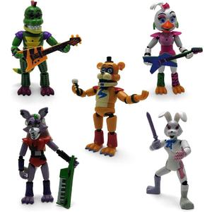 Toysvill Inspired by Five Nights at Freddys | FNAF Security Breach PizzaPlex Collection | Freddy's Action Figures Toys, Set 5 pcs [Roxanne Wolf, Glamrock Chica, Montgomery Gator, Glamrock Fred, Vanny]