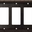 Henne Bery Sunken Pearls Heavy Duty Decorative Wall Plate Switch Plate Outlet Cover (Triple Decorator, Aged Bronze)