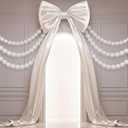 101 Pcs Giant White Satin Bow with Pearl White Linking Balloons Garland Kit Large Wedding Bow 24'' x 60'' for Wedding Bridal Shower Proposal Engagement Baby Shower Birthday Party Decorations