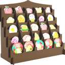 Sticker Display Stand with Curved Pockets for Big 4'' Stickers- Brochure Holder with Customizable Space - On the Go Display Stands for Vendor Events - Ideal for Small Business Vendors (Brown, Large)