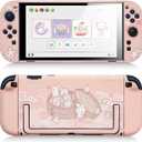 GeekShare Protective Shell Compatible with Switch 2, Kawaii Cartoon Dockable Case for Switch 2, Anti-Scratch and Shock-Absorption Design Cover Skin - Steamed Bun Rabbit